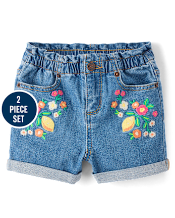 Girls Embroidered Fruit Bowl 2-Piece Outfit Set - Amalfi Coast
