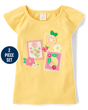Girls Embroidered Stamp 2-Piece Outfit Set - Amalfi Coast