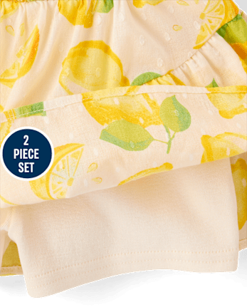 Girls Embroidered Stamp 2-Piece Outfit Set - Amalfi Coast