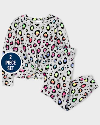 Tween Girls Rainbow Leopard Super Soft Pajamas
