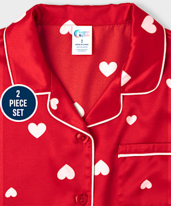 Tween Girls Heart Charmeuse Pajamas