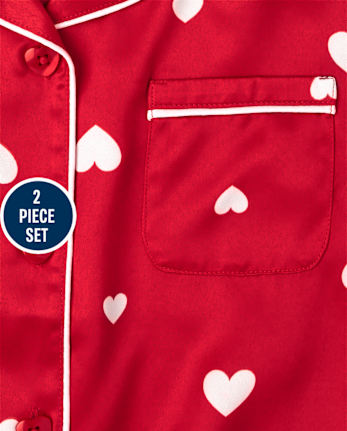 Tween Girls Heart Charmeuse Pajamas
