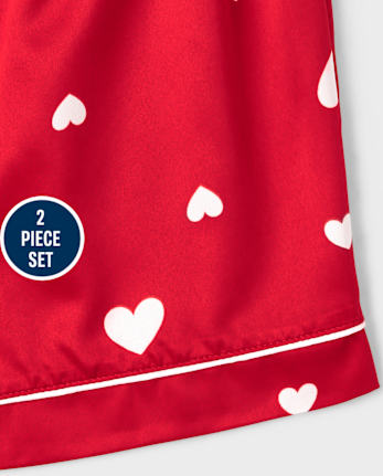 Tween Girls Heart Charmeuse Pajamas