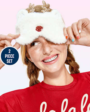 Conjunto de antifaz de reno y calcetines calentitos para niñas Tween