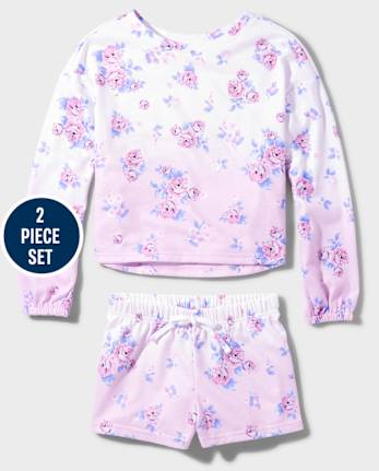 Tween Girls Floral French Terry Pajamas