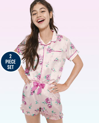 Tween Girls Floral Charmeuse Pajamas