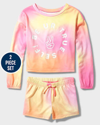 Tween Girls Tie Dye True Self French Terry Pajamas