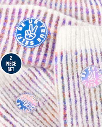 Tween Girls Mantra Beanie & Fingerless Gloves Set