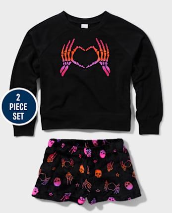 Pijama para niñas Tween con forma de corazón y esqueleto