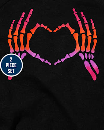 Pijama para niñas Tween con forma de corazón y esqueleto