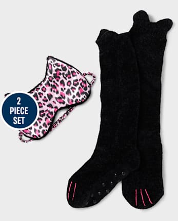 Conjunto de calcetines y máscara de ojos de gato Tween Niña