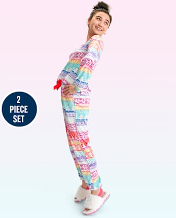Pijama de grecas alpinos con copos de nieve para niñas Tween