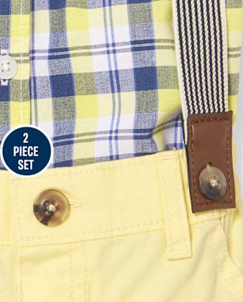Conjunto de traje de 3 piezas a cuadros para bebés niños