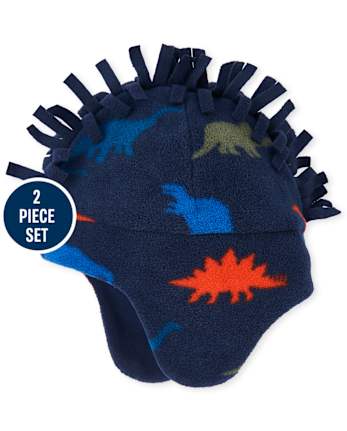 Toddler Boys Dino Glacier Fleece Hat And Mittens Set