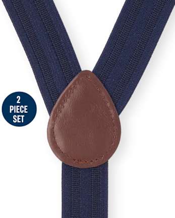 Ensemble noeud papillon et bretelles assortis en chambray pour garçon