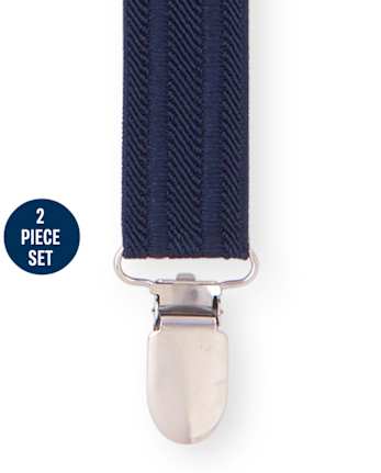 Ensemble noeud papillon et bretelles assortis en chambray pour garçon