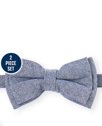 Ensemble noeud papillon et bretelles assortis en chambray pour garçon