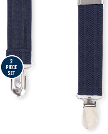 Toddler Boys Chambray Matching Bow Tie And Suspenders Set