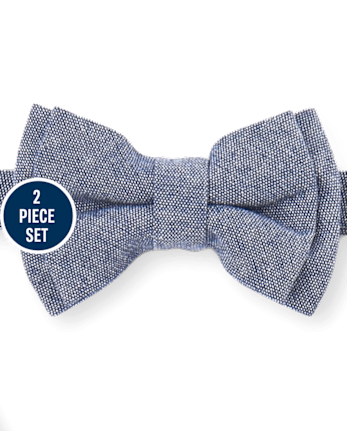 Toddler Boys Chambray Matching Bow Tie And Suspenders Set