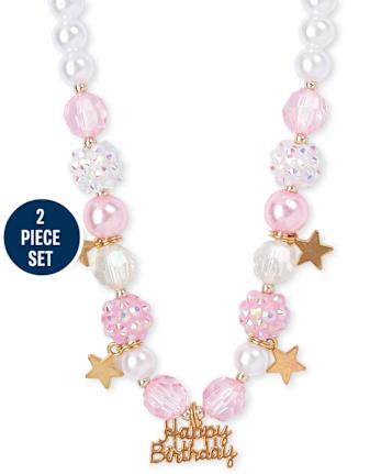 Conjunto de pulsera y collar con cuentas de estrella de cumpleaños para niñas