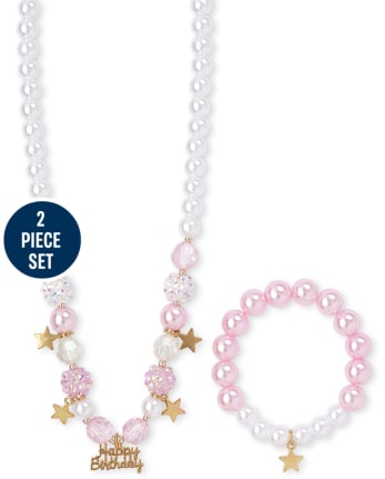 Girls Birthday Star Beaded Necklace And Bracelet Set
