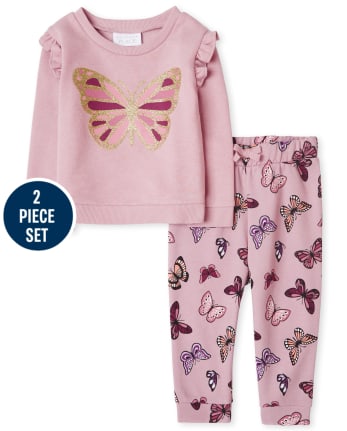 Toddler Girls Active Butterfly Outfit Set