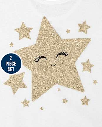 Conjunto de traje de estrellas con purpurina para niñas pequeñas