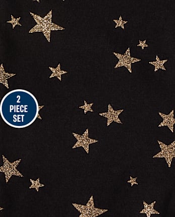Conjunto de traje de estrellas con purpurina para niñas pequeñas