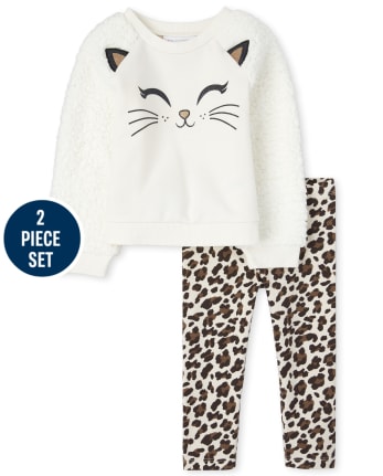 Conjunto de traje de gato y leopardo para niñas pequeñas