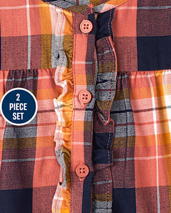 Conjunto de ropa a juego a cuadros de mamá y yo para niñas pequeñas
