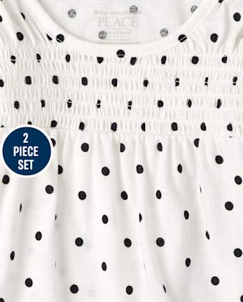 Conjunto de leggings de terciopelo con lunares para niñas pequeñas