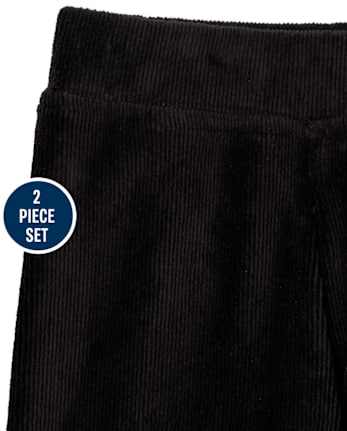Conjunto de leggings de terciopelo con lunares para niñas pequeñas