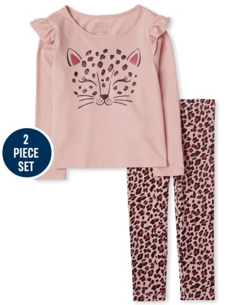 Conjunto de traje de leopardo para niñas pequeñas