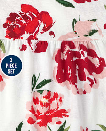 Conjunto de traje floral para niñas pequeñas