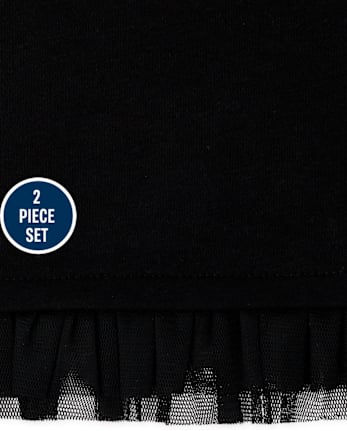 Conjunto de traje de gato con purpurina de Halloween para niñas pequeñas