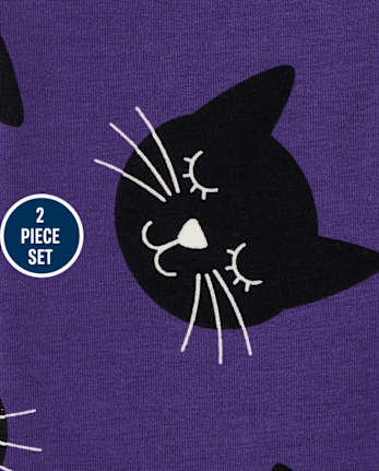 Conjunto de traje de gato con purpurina de Halloween para niñas pequeñas