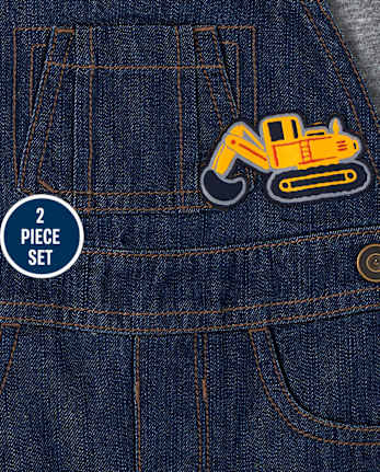 Ensemble de tenue de salopette en jean de construction pour bébé garçon