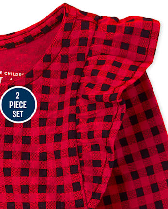 Toddler Girls Buffalo Plaid Outfit Set