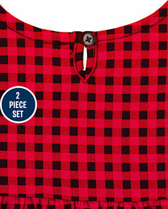 Toddler Girls Buffalo Plaid Outfit Set
