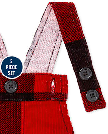 Conjunto de falda de pana a cuadros de búfalo para niñas pequeñas