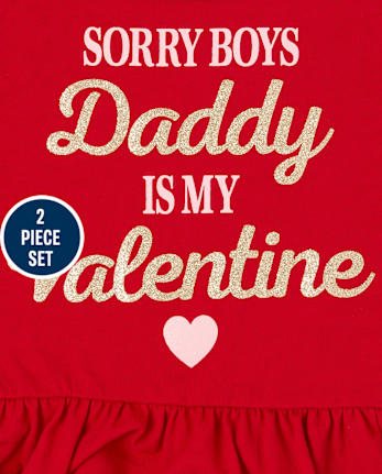Toddler Girls Valentine's Day Dad Outfit Set