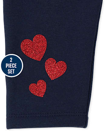 Ensemble de tenue rayé en forme de cœur pour petites filles