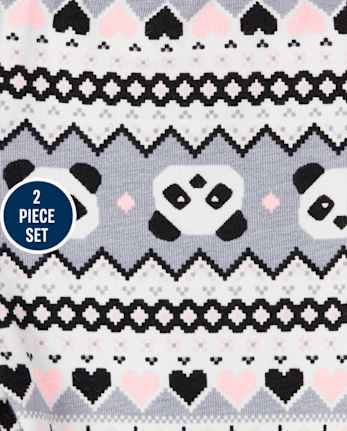 Toddler Girls Panda Fairisle Outfit Set