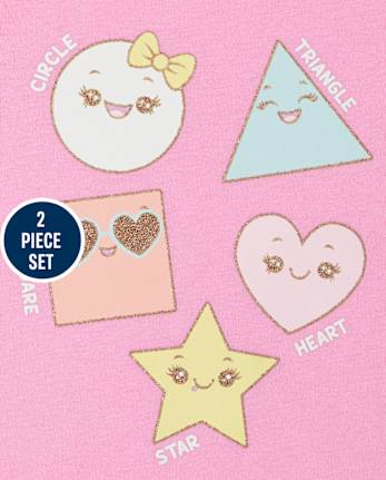 Toddler Girls Shapes And Striped Outfit Set