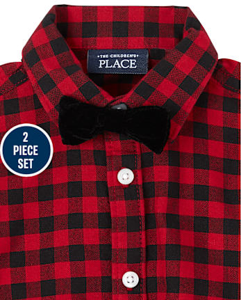 Baby Boys Matching Family Buffalo Plaid Oxford Outfit Set