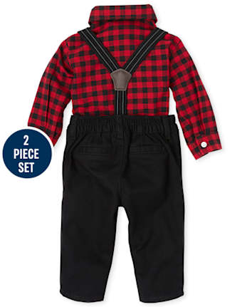 Baby Boys Matching Family Buffalo Plaid Oxford Outfit Set