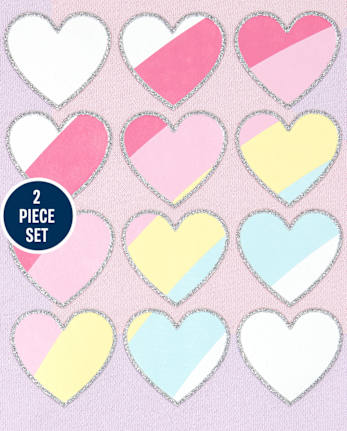 Toddler Girls Rainbow Heart Outfit Set