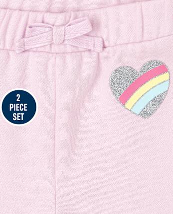 Toddler Girls Rainbow Heart Outfit Set