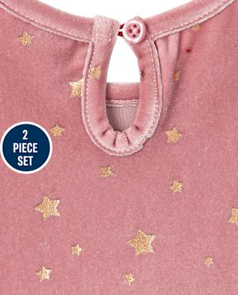 Baby Girls Velour Glitter Tutu Dress And Faux Fur Vest