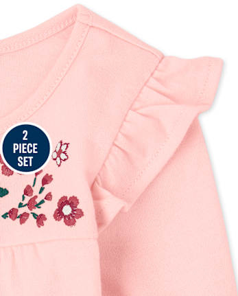 Toddler Girls Puff Print Floral Outfit Set